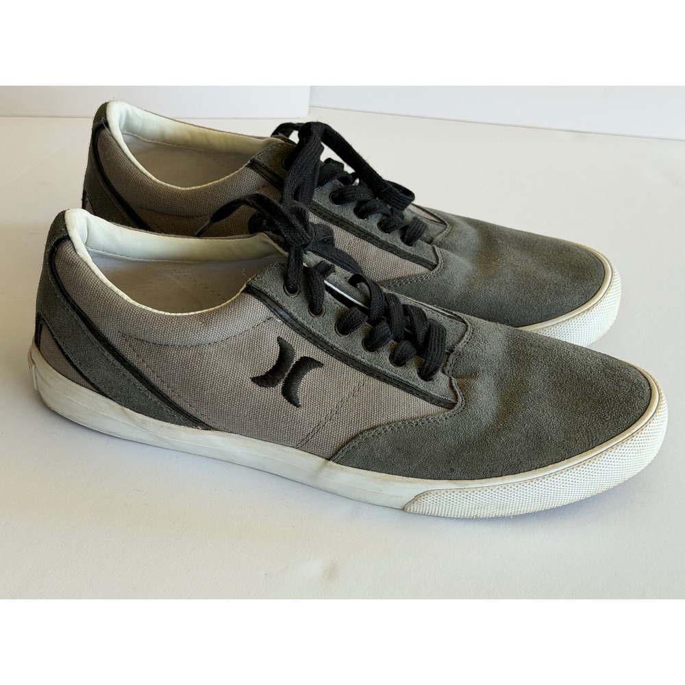 Hurley Mens‎ Low Top Skate Shoes Grey Canvas Suede Sneakers Size 12